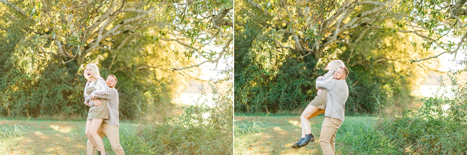fun engagement session prompts sunset blonde young couple