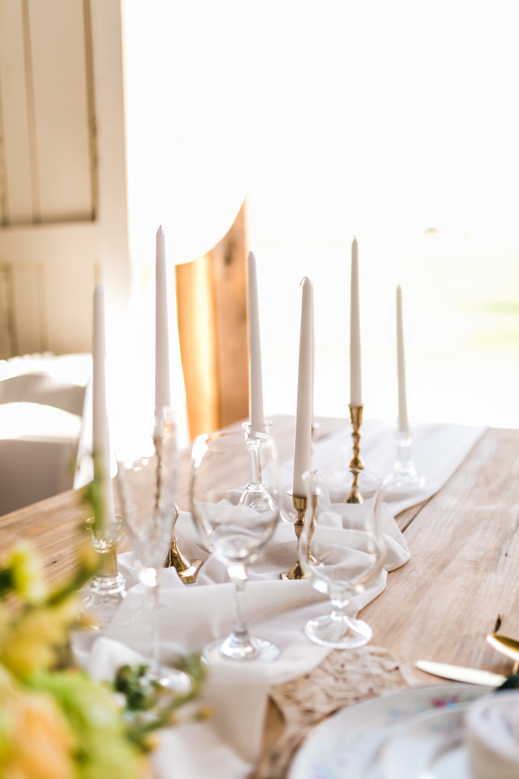 candlestick centerpiece wedding light barn table