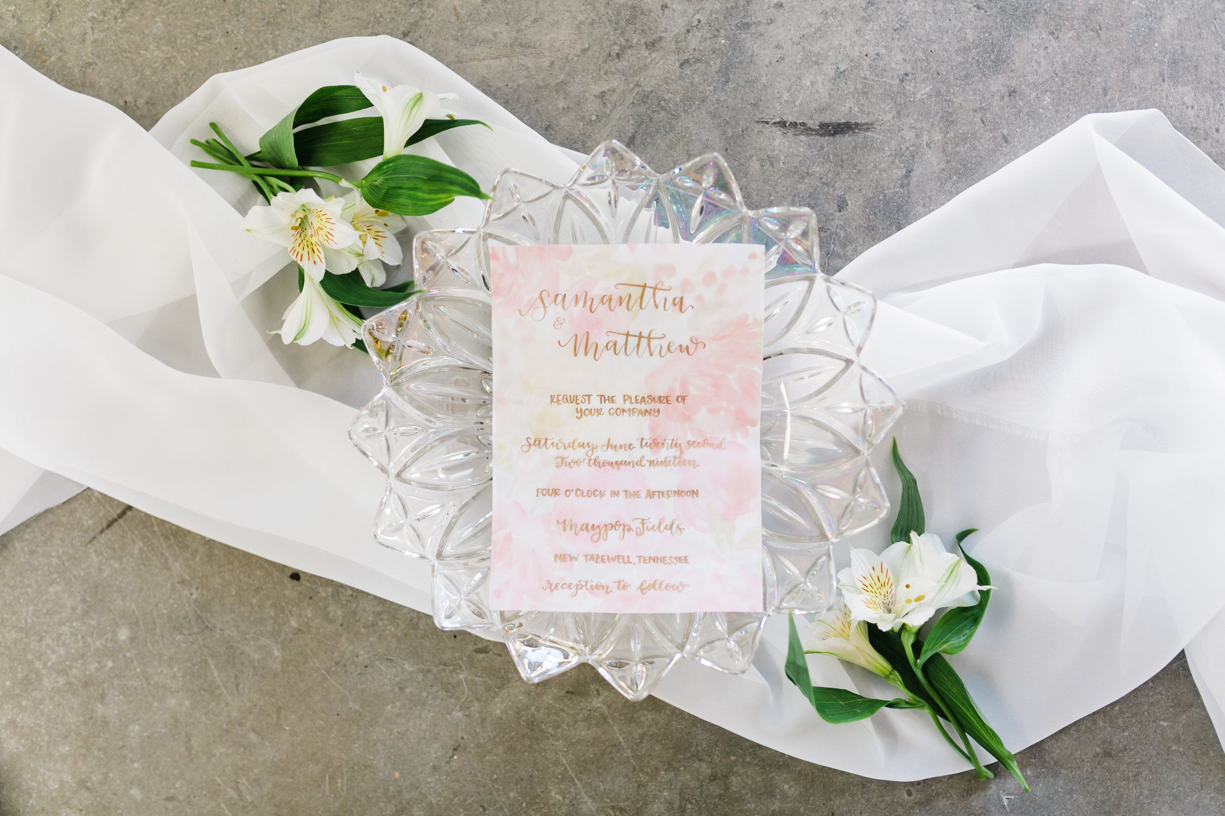 hand calligraphy invitation styled shoot spring