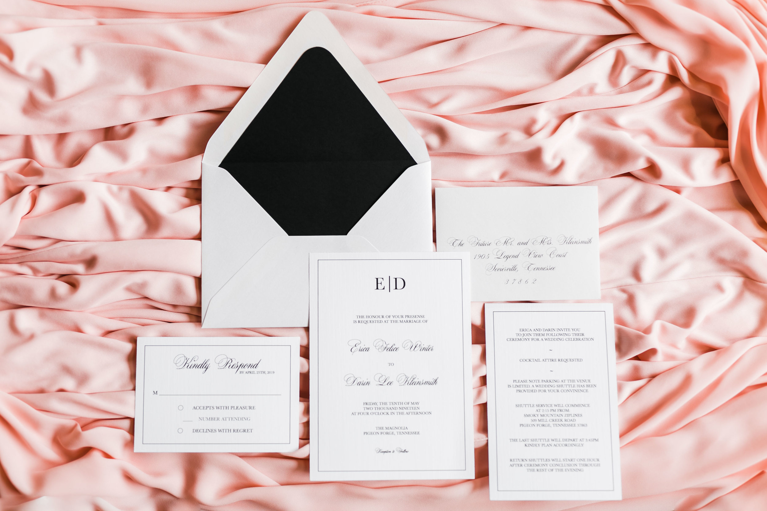 invitation suite pink black and white classic custom love gifts knoxville
