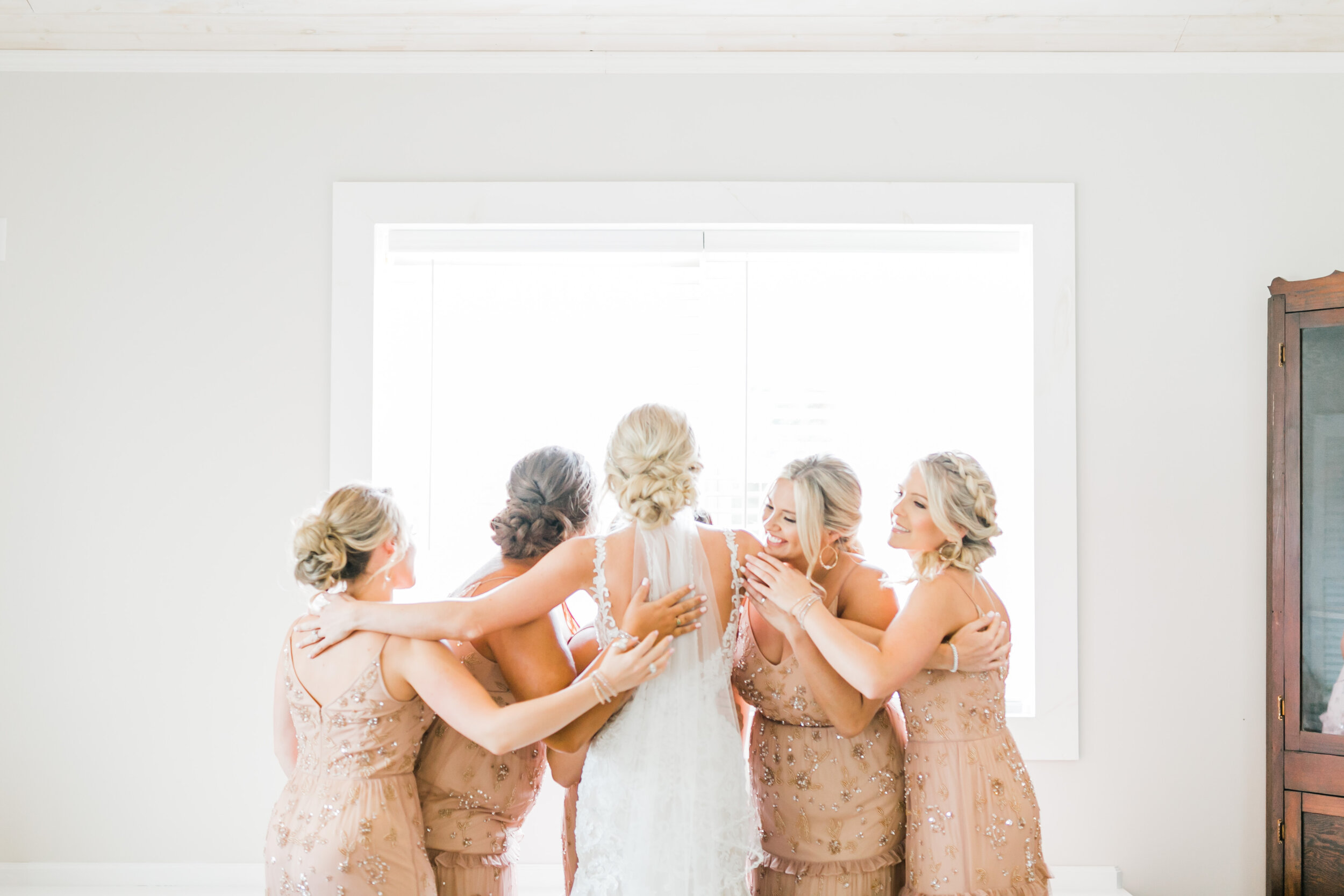 bridesmaids hug bridal cottage Tennessee