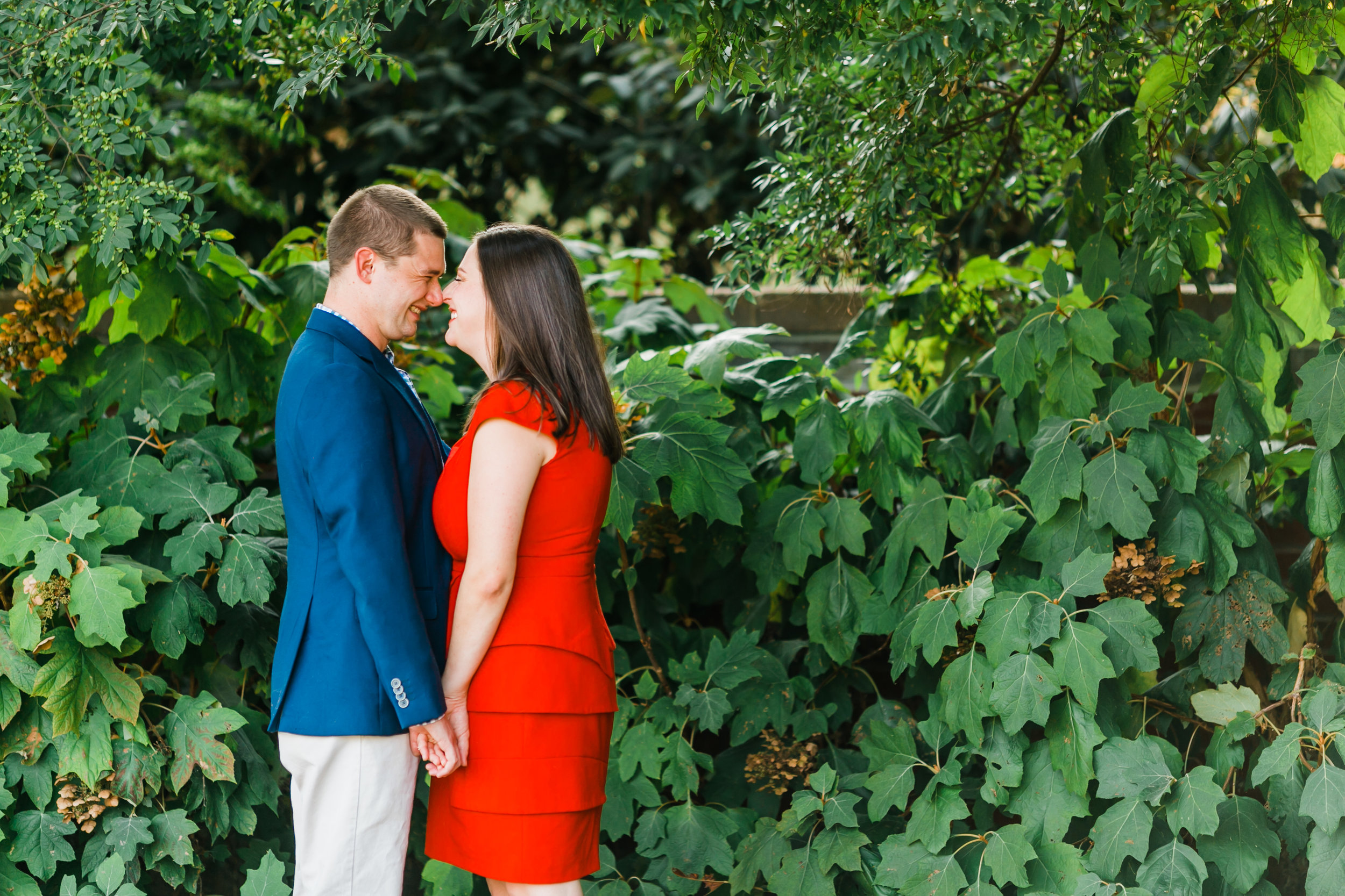 blue and red outfit inspiration engagement photos