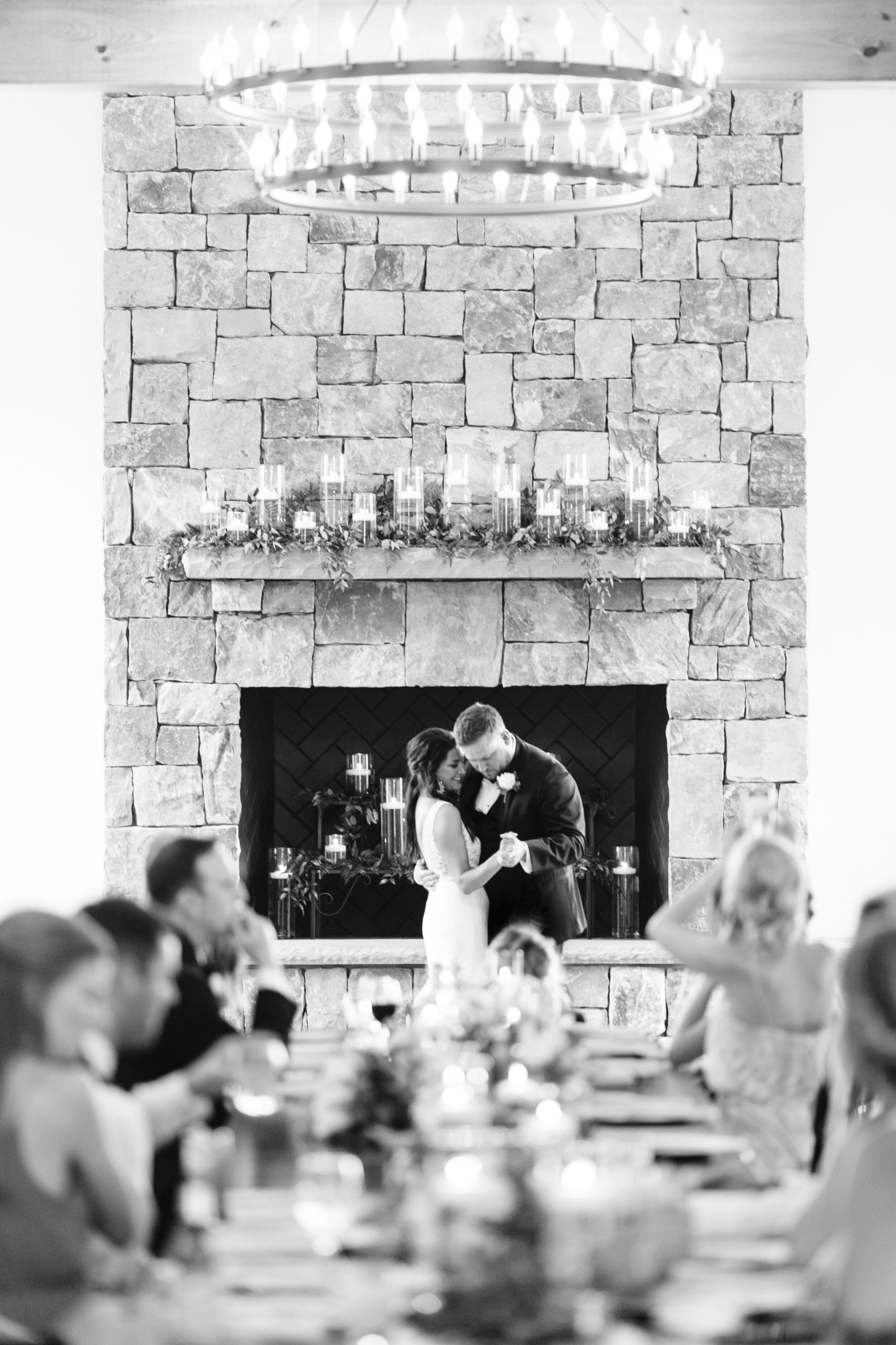 first dance in front of fireplace at marblegate