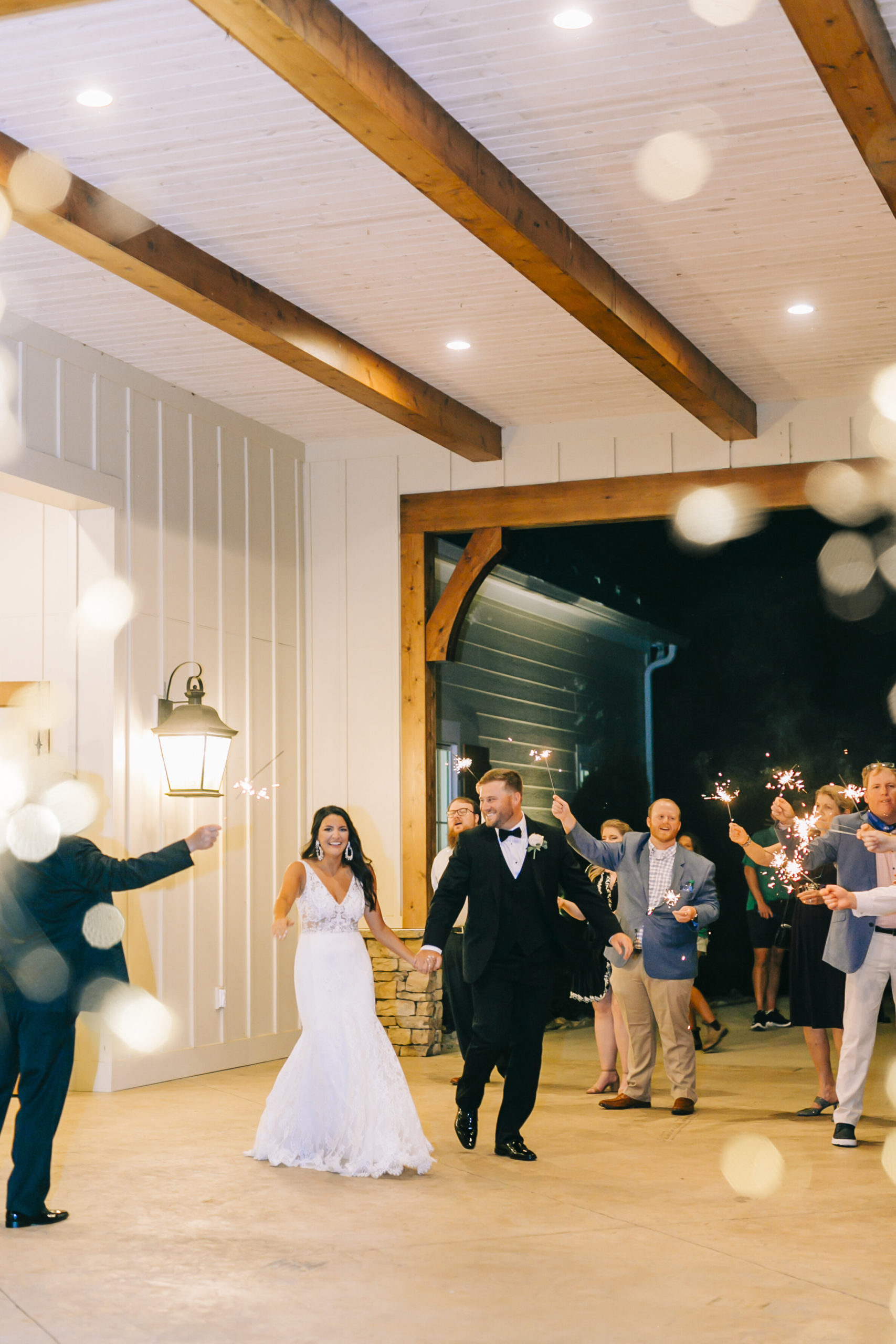 sparkler exit for bride and groom at marblegate hall in Knoxville tn