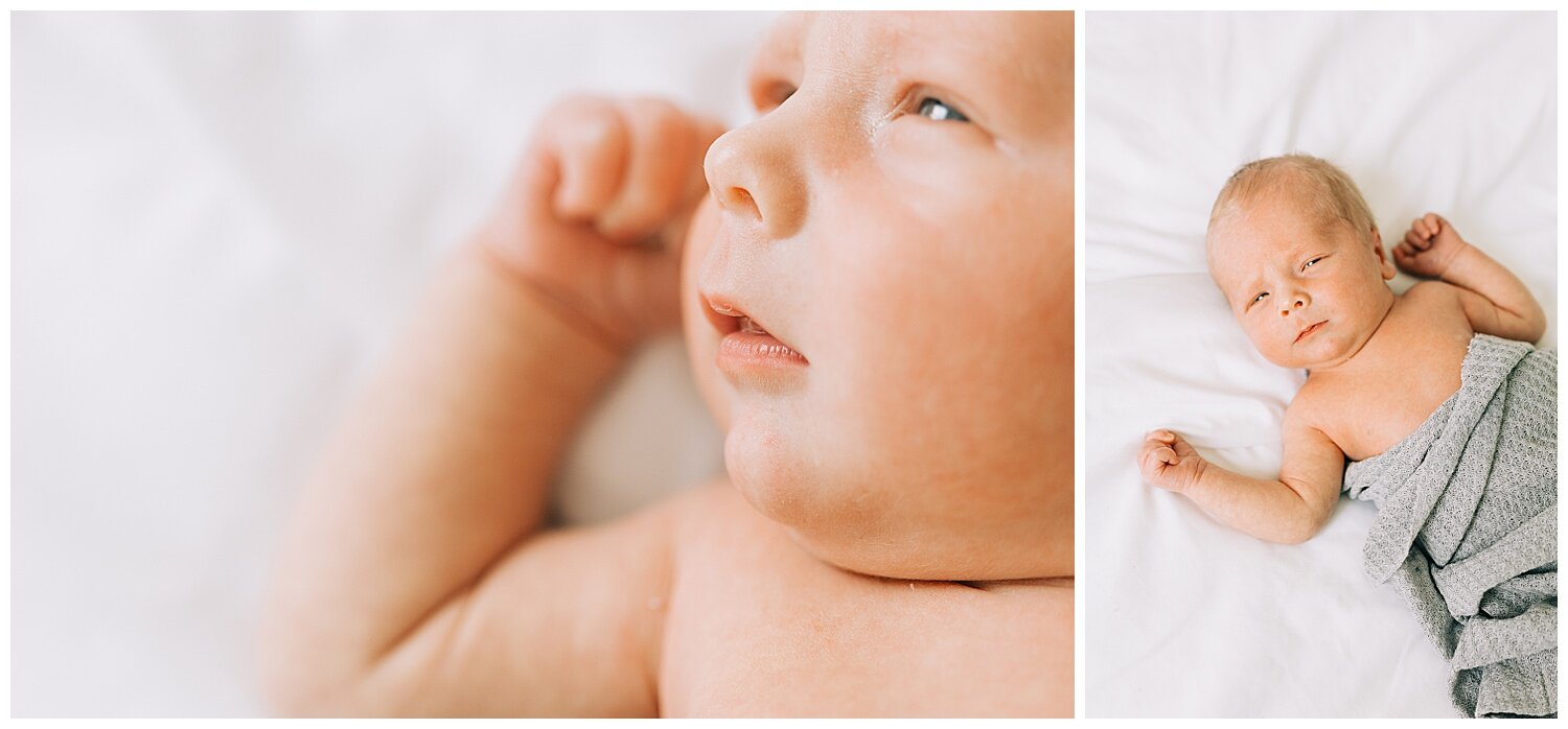 newborn photos wrapped in muslin